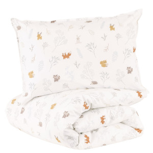 LITTLE CREVETTE Parure de lit bébé taie et housse de couette 100x140 cm Dream Forest