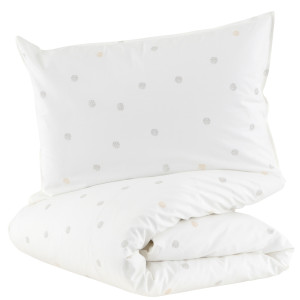 LITTLE CREVETTE Parure de lit bébé taie et housse de couette 100x140 cm à pois Pompom