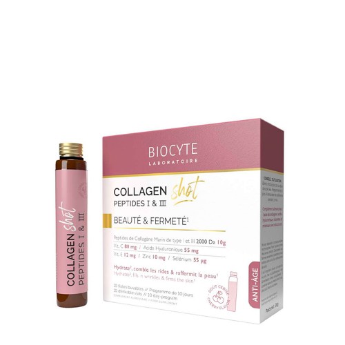 Biocyte Collagen Shot Peptides I & III Sabor a Cereja 10x25ml ampolas