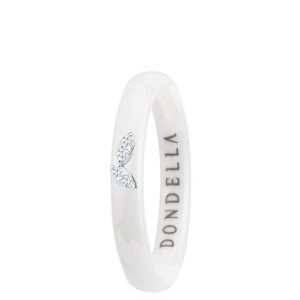 DONDELLA Ceramic Leaves White Ring (3mm)