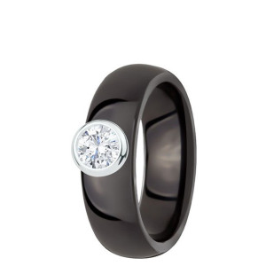 DONDELLA Ceramic Diamond Black Ring (6mm)