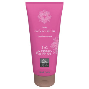 HOT - Shiatsu 2in1 Gleitgel mit Himbeerduft - Massage- und Gleitgel - Himbeere (200 ml)