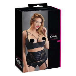 Cottelli Plus Size - Büstenheber mit Trägern und Ringen (schwarz) - 95D