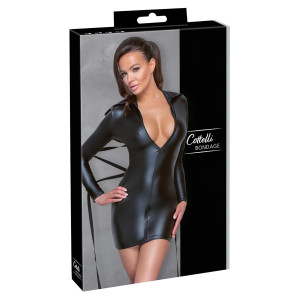 Cottelli Bondage - Glänzendes Kleid mit Fessel (schwarz) - M