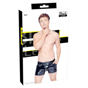 Black Level - Herrenlackshorts mit Seitentaschen (schwarz) - 2XL