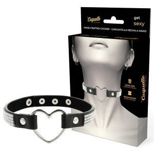 Coquette - Strass-Choker mit Herzanhänger (schwarz)
