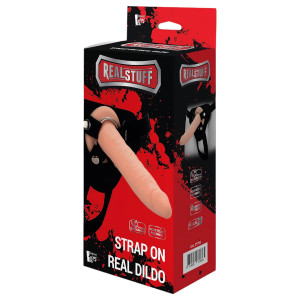 Dream Toys RealStuff Strap-On - schlanker, umlegbarer Dildo (natur)
