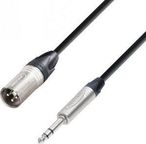 Adam Hall Cables 5 STAR BMV 1000 - Câble Micro Neutrik XLR mâle vers Jack 6,35 mm TRS stéréo - Câbles symétriques