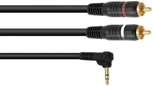 OMNITRONIC Câble adaptateur 3.5 Jack 90°/2xRCA 0,5m bk - Câbles Adaptateurs