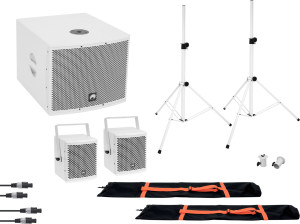 OMNITRONIC Set MOLLY 2.1 Active System Sub + 2x Top + Accessoires, blanc - Kits de haut-parleurs