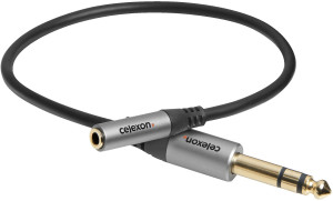 celexon Adaptateur Audio Jack Stéréo 6,3mm vers Jack Stéréo 3,5mm M/F 0,25m- Professional Line - Câbles Adaptateurs
