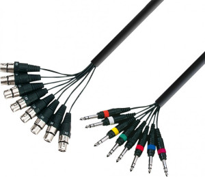 Adam Hall Cables 3 STAR L8 FV 0300 - Câble Multipaire 8 x XLR femelle vers 8 x Jack 6,35 mm TRS - Câbles de métier à tisser de studio