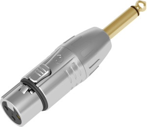 SEETRONIC XLR 3P femelle vers Jack mono mâle Contacts dorés - boîtier argenté - Adaptateurs