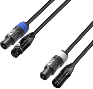 Adam Hall Cables 5 STAR H PCON D 0300 - Câble hybride DMX Neutrik® 3 pôles XLR x powerCON®   3 m - Câbles hybrides DMX, AES/EBU