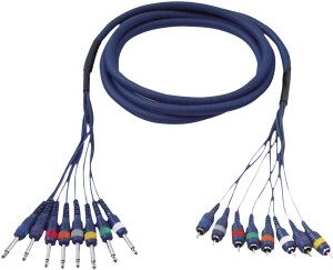 DAP-Audio FL64 - 8 prises jack mono vers 8 RCA/M 3 m - Câbles Adaptateurs