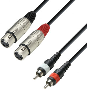 Adam Hall Cables K3 TFC 0100 - Câble audio moulé 2 x RCA mâle vers 2 - Câbles jumeaux