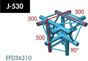 X3K-30/H (heavy duty) J-530 5-way cross 90°, branch, apex down - Expotruss - X3K-30/H