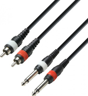 Adam Hall Cables K3 TPC 0100 M - Câble audio 2 connecteurs RCA sur 2 - Câbles jumeaux