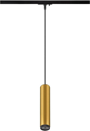 SLV GRIP! L, suspension monophasée, GU10, longueur de suspension 200 cm, 1x max. 6 W, doré / noir - Lampes avec adaptateur monophasé