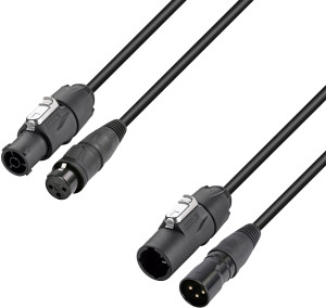 Adam Hall Cables 4 STAR H TCON D 0500 - Câble hybride   Secteur et DMX   XLR 3 broches x X Series - Câbles DMX à 5 pôles vers powerCON et connec...