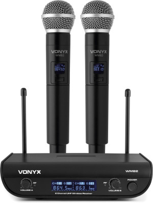 Vonyx WM82 Digital UHF 2-Channel Wireless Microphone Set with 2 Handhelds (ensemble de microphones sans fil UHF à 2 canaux) - Kits de microphones