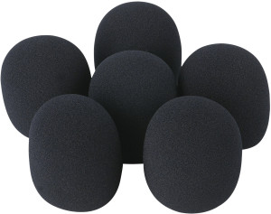 SHOWGEAR DWS-66 - Ensemble de 6 protège-micro - Noir - Bonnettes de mousse et filtre anti-pop micro