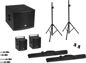 OMNITRONIC Set MOLLY 2.1 Active System Sub + 2x Top + Accessoires, noir - Kits de haut-parleurs
