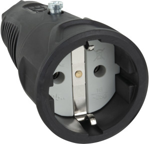 Connecteur Schuko en caoutchouc femelle 240 V - PCE - Connecteurs Schuko