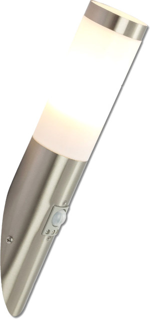 ISOLED Applique en acier inoxydable, IP44, détecteur de mouvement PIR, blanc chaud,incl. ampoule - Lampes sur pied, murales et de plafond (extér...