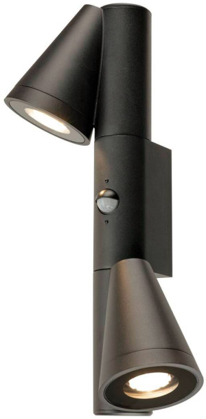 SLV T-TUBE, Applique en saillie, GU10, double, Sensor, IP44, max. 10 W, noir - Lampes sur pied, murales et de plafond (extérieur)