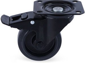 Riggatec roulette pivotante 100 mm ROUES NOIRES, avec frein, noir - Roulettes