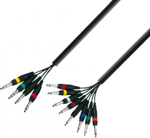 Adam Hall Cables 3 STAR L8 VP 0500 - Câble Multipaire 4 x Jack 6,35 mm TRS stéréo vers 8 x Jack - Câbles de métier à tisser de studio