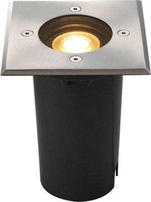 SLV SOLASTO, encastré de sol extérieur, carré, inox, GU10/LED GU10 51mm, 6W max, IP67 - Luminaires encastrés (extérieur)