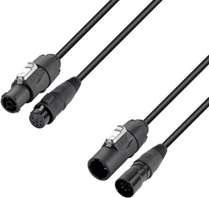 Adam Hall Cables 4 STAR H TCON 5D 0300 - Câble hybride   Secteur et DMX   XLR 5 broches x X - Câbles DMX à 5 pôles vers powerCON et connecteur s...