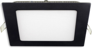 ISOLED Downlight LED, 9W, carré, ultra plat, éblouissement réduit,noir, blanc chaud, gradable - Spot de plafond