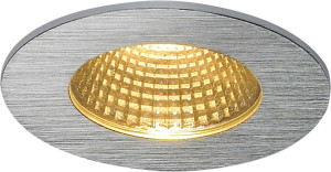 SLV PATTA-I, encastré de plafond intérieur/extérieur, rond, alu brossé, LED, 11W, 3000K - Spot de plafond