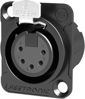 Châssis SEETRONIC XLR 5P - femelle Contacts argentés - boîtier noir - Prise encastrables