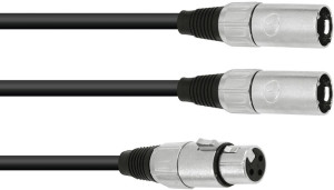 OMNITRONIC Câble adaptateur XLR(F)/2xXLR(M) 1m bk - Câbles Adaptateurs