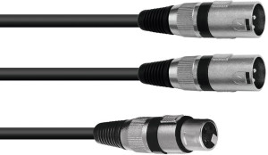 OMNITRONIC Câble adaptateur XLR(F)/2xXLR(M) 0,5m bk - Câbles Adaptateurs