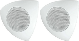 MONACOR MKS-48/WS Paire d'enceintes pour montage en angle, sur mur ou plafond, 15 W, 8 O - Haut-parleurs passifs