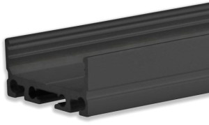 ISOLED Profilé en applique LED SURF24 FLAT V1 aluminium noir revêtu par poudre RAL 9005, 200 cm - Profilés LED et profilés encastrés