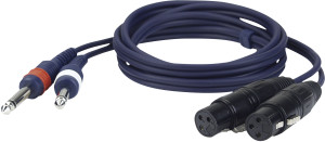 DAP-Audio FL43 - 2 prises jack mono L/R asymétriques vers 2 XLR/F 3P 3 m - Câbles Adaptateurs