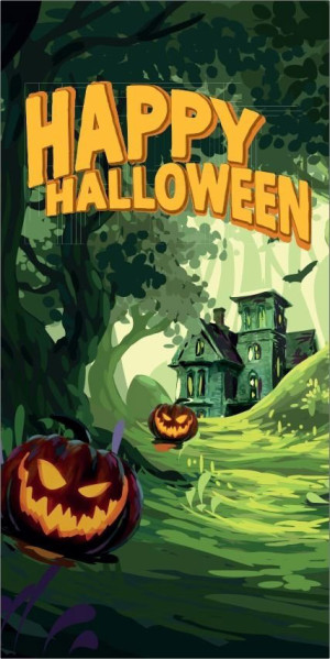 Bannière d'Halloween EUROPALMS, Forêt hantée, 90x180cm - Décoration Halloween