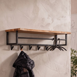 LUMZ Industriele kapstok zwart met hout
