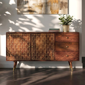 Retro dressoir mangohout goud 145x45x75cm Kare Design Muskat