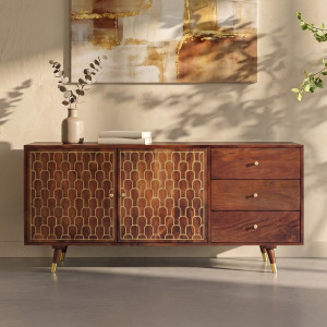 Retro dressoir mangohout goud 145x45x75cm Kare Design Muskat