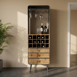 Open houten wijnkast 56x38x170cm Dutchbone Vino