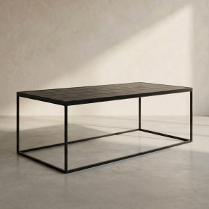 Salontafel met keramische tegels zwart 93x43cm Zuiver Glazed