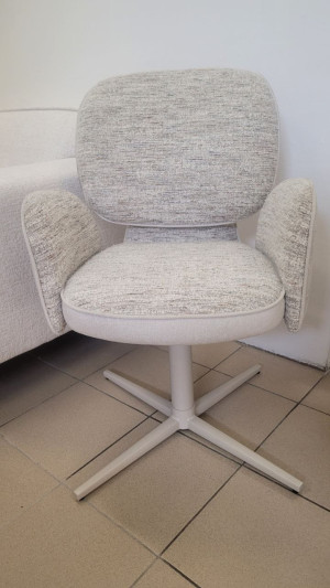 Fotel obrotowy, beż, tkanina, boucle, idealny do toaletki, biurka, 88/60/60