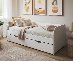 Ma Chambre d'Enfant Lit gigogne banquette enfant Bali  Blanc 80x200 cm